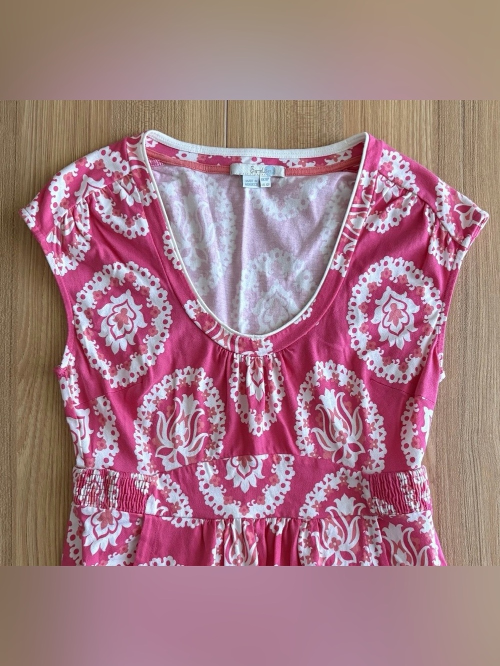 Boden Scoop Neck Jersey Dress Sz 6P Pink Pockets Floral Summer Comfort Travel - Picture 4 of 9